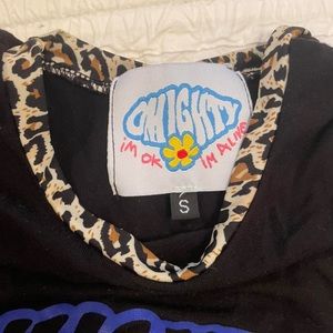 Omighty “I’m okay! I’m alive” black and cheetah top